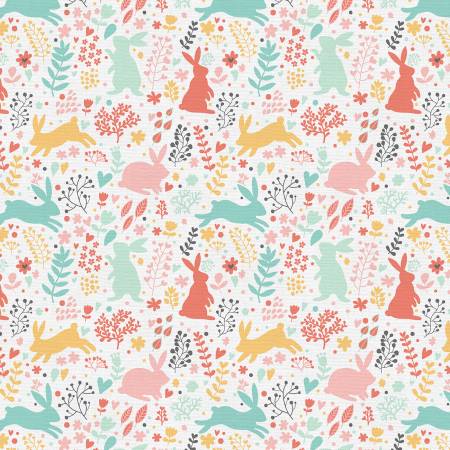 Paintbrush Studios Bunny Fabric - Easter Bunny Hop Multi Easter - Easter Bunny Hop by PBS Collection - Cotton Fabric
