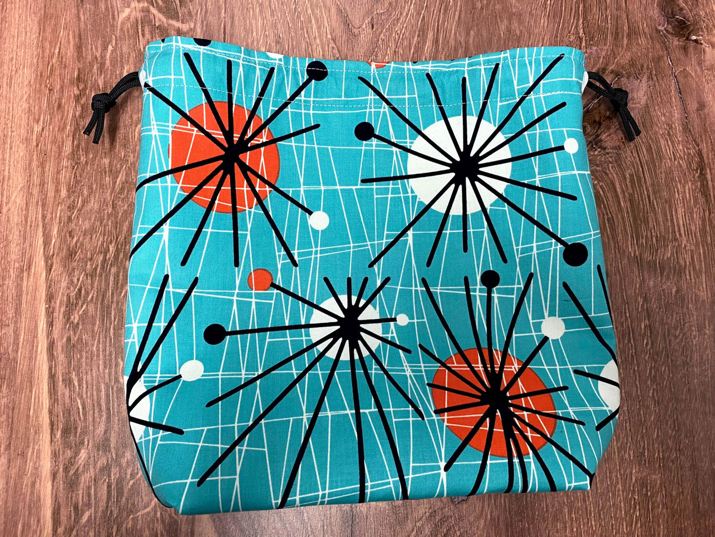Retro Project Bag - Handmade - Drawstring Bag – Knitting Bag – Crochet Bag - Cross Stitch Bag - Toy Sack - Bingo Bag