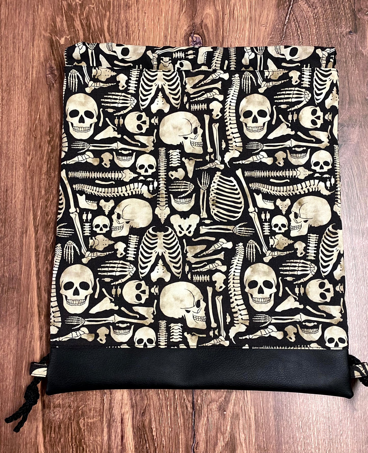Skeleton Drawstring Bag - Handmade Drawstring Bag – Drawstring Backpack - On the Go Bag - Overnight Bag