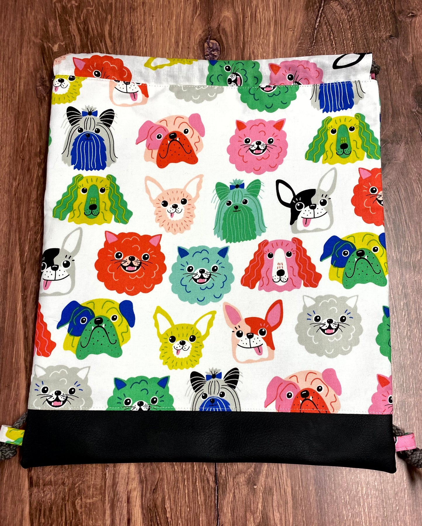 Dog Drawstring Bag - Handmade Drawstring Bag – Drawstring Backpack - On the Go Bag - Overnight Bag