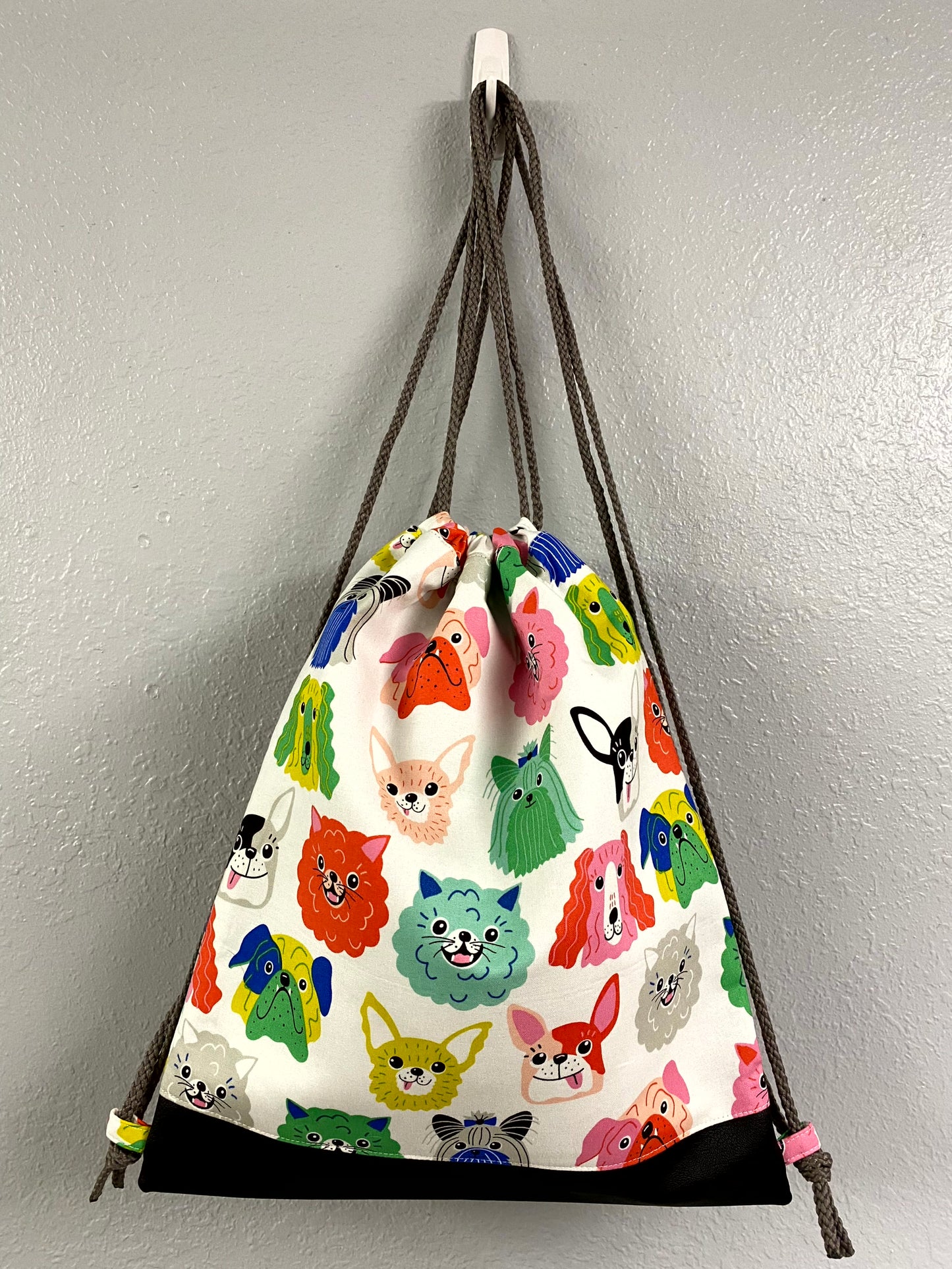 Dog Drawstring Bag - Handmade Drawstring Bag – Drawstring Backpack - On the Go Bag - Overnight Bag
