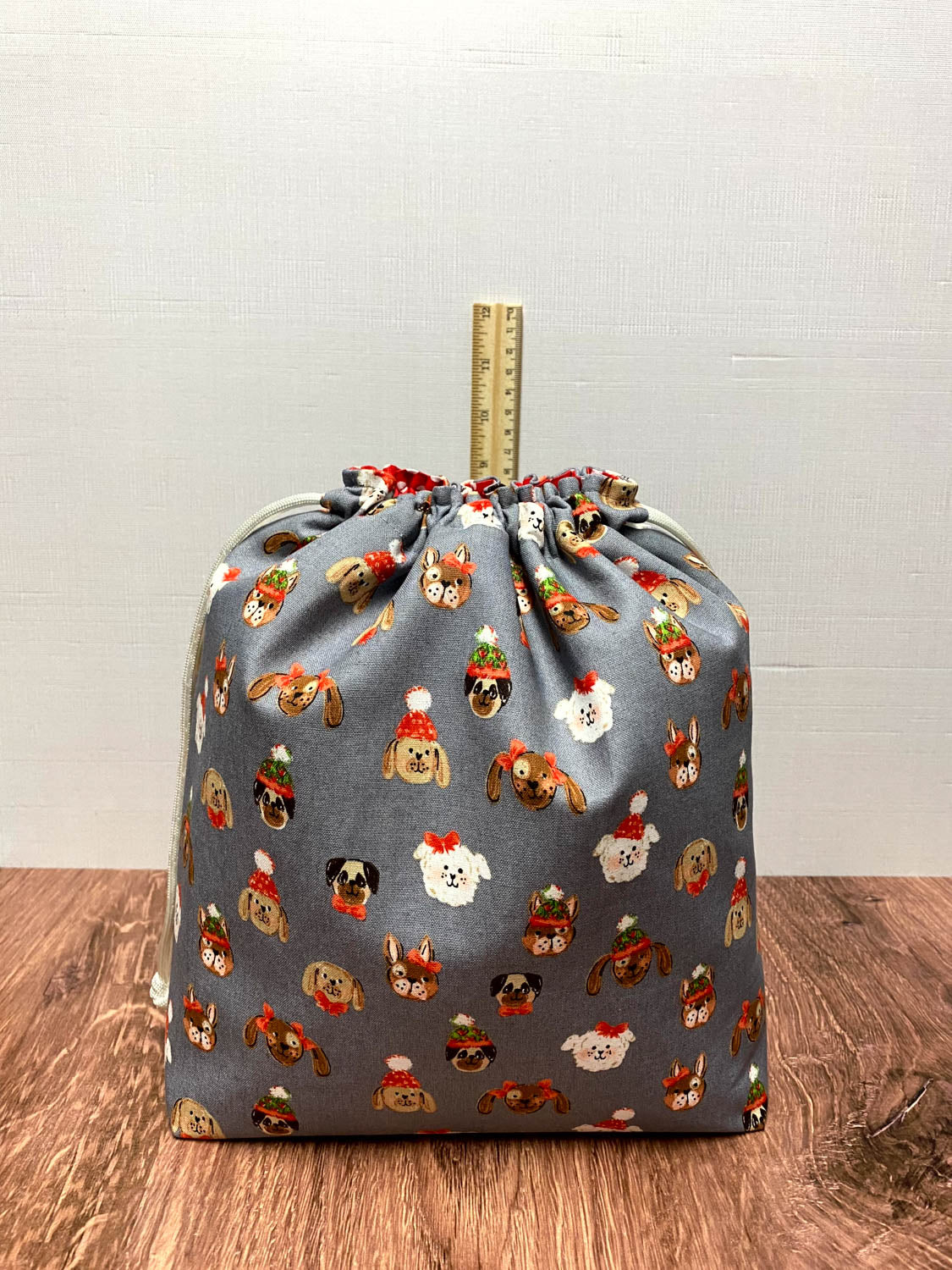 Dog Project Bag - Handmade - Drawstring Bag – Crochet Bag - Cross Stitch Bag - Toy Sack - Bingo Bag