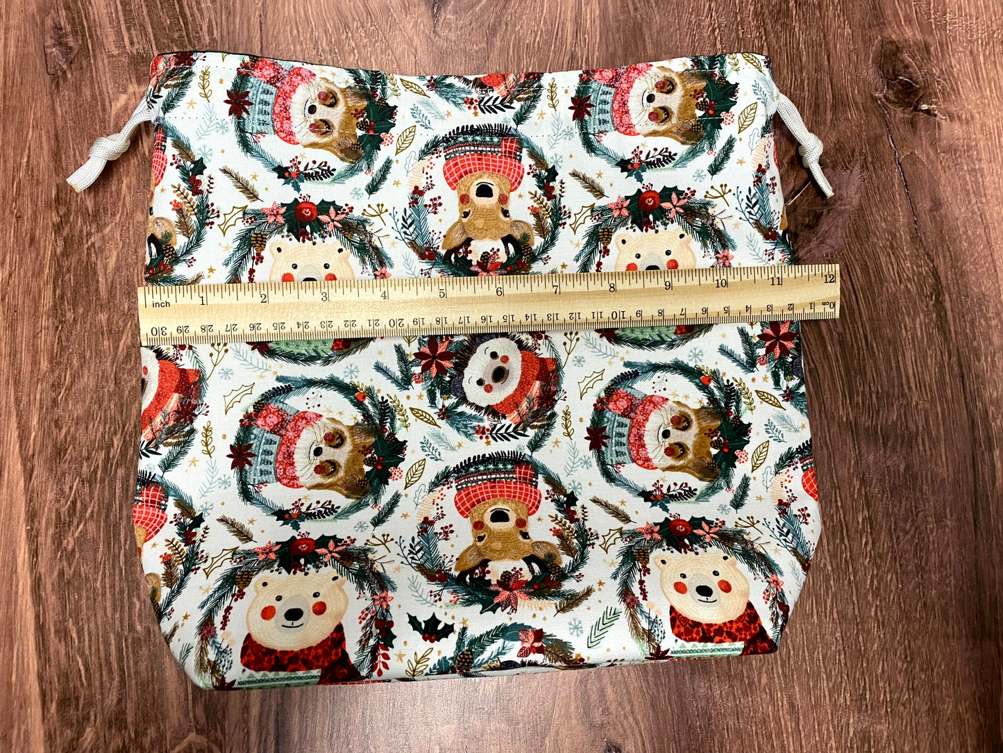 Woodland Project Bag - Drawstring Bag – Knitting Bag – Crochet Bag - Toy Sack - Bingo Bag – Cross Stitch Bag - Bear - Deer - Hedgehog - Fox