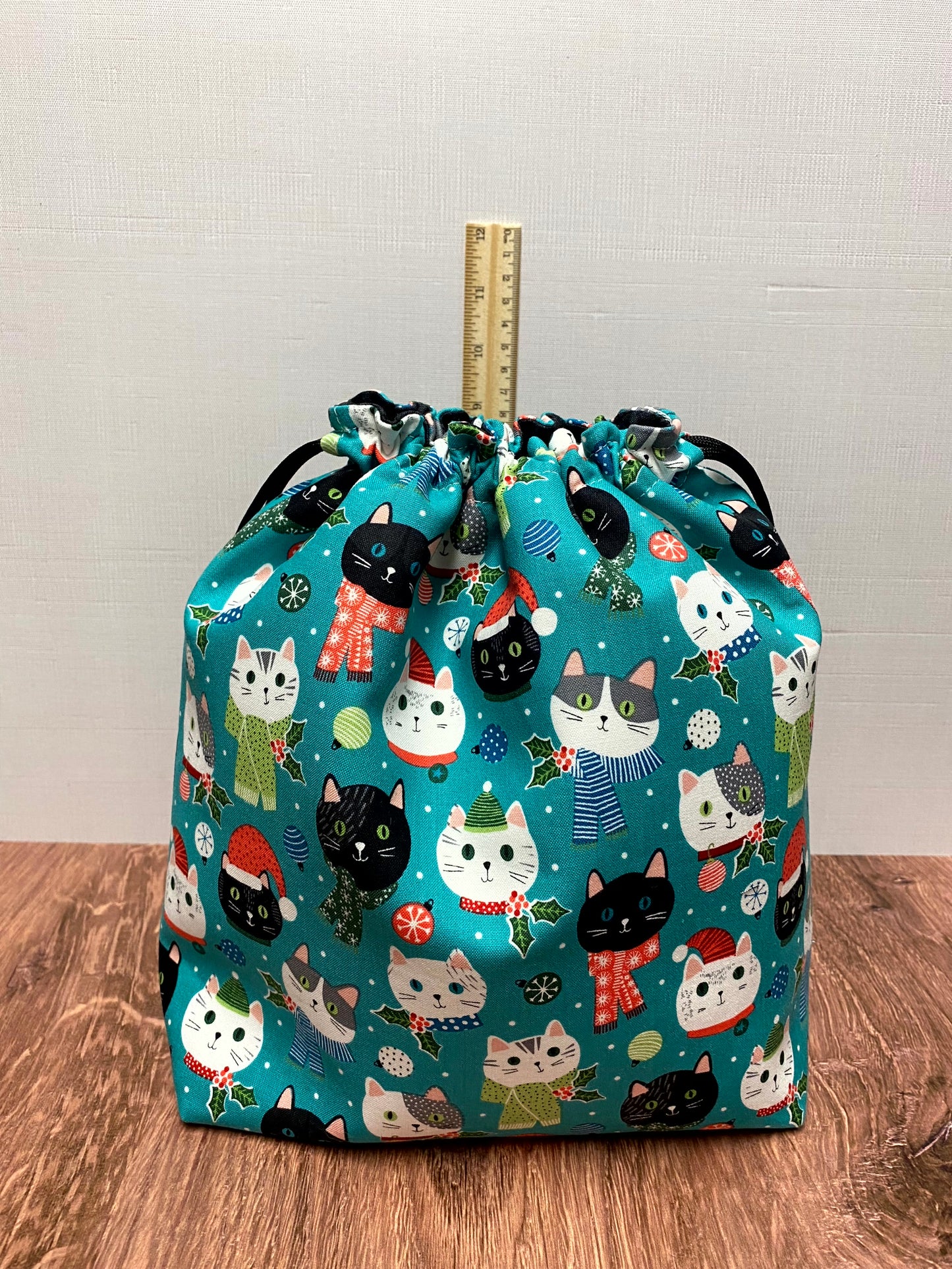 Cat Project Bag - Handmade - Drawstring Bag – Knitting Bag – Crochet Bag - Cross Stitch Bag - Toy Sack - Bingo Bag