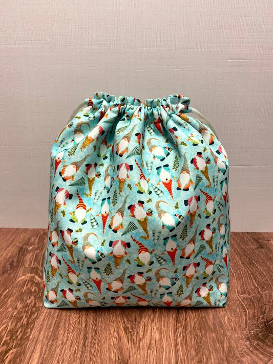 Gnome Project Bag - Drawstring Bag – Knitting Bag – Crochet Bag - Craft Bag - Bingo Bag – Cross Stitch Bag