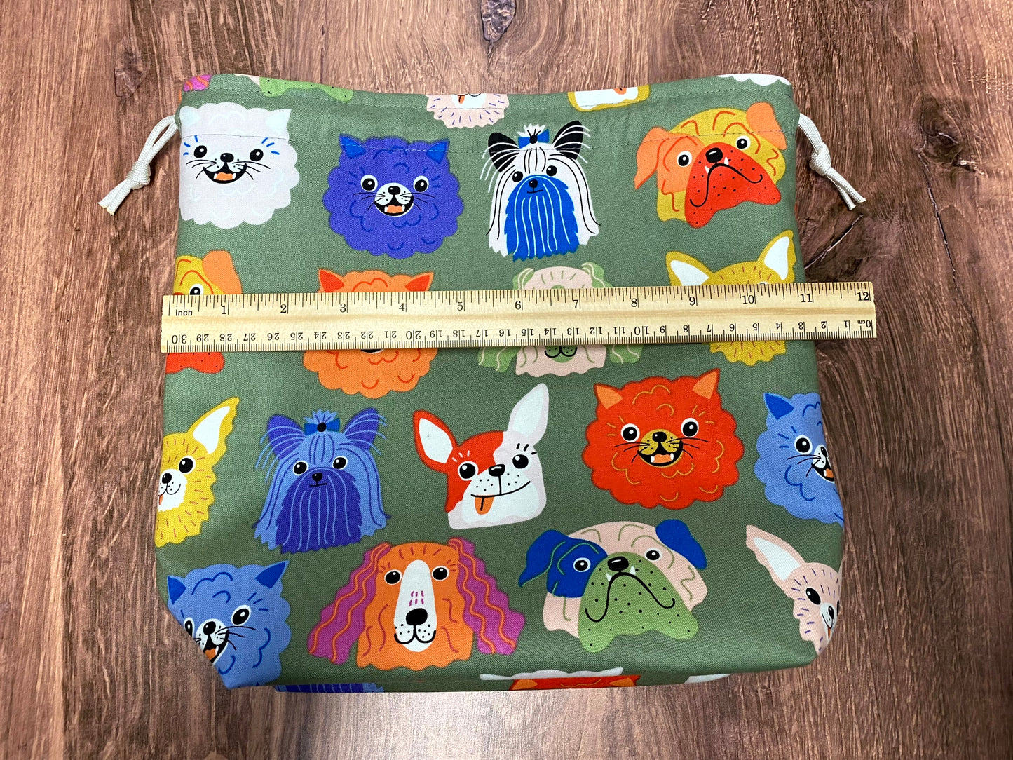 Dog Project Bag - Drawstring Bag – Crochet Bag - Knitting Bag - Cross Stitch Bag - Craft Bag - Bingo Bag