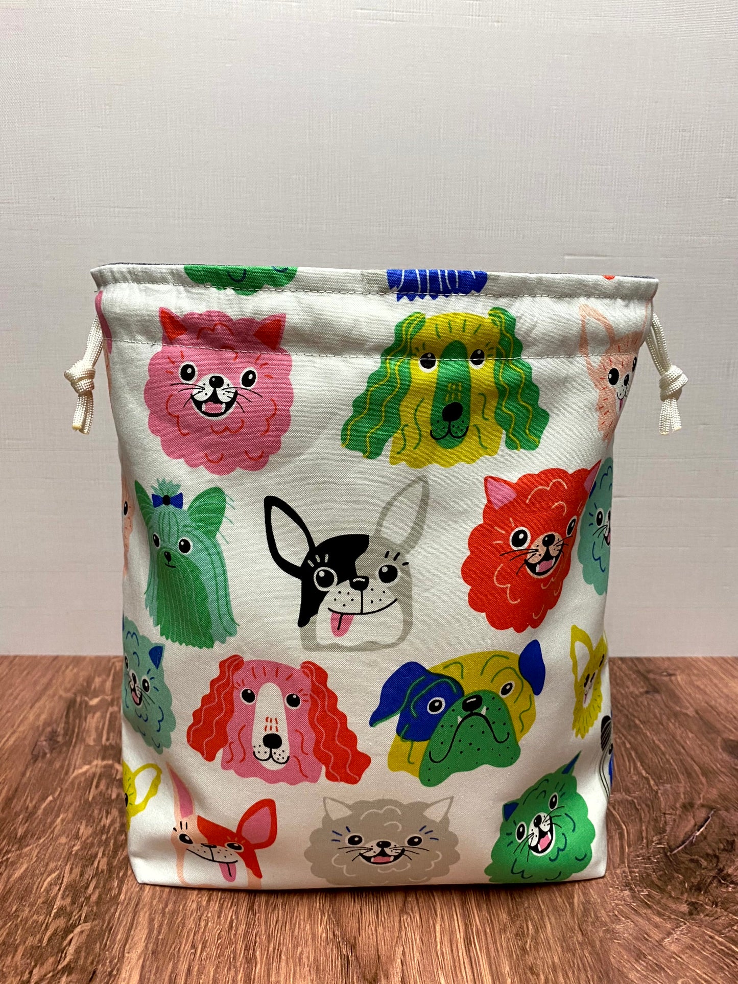 Dog Project Bag - Drawstring Bag – Crochet Bag - Knitting Bag - Cross Stitch Bag - Craft Bag - Bingo Bag
