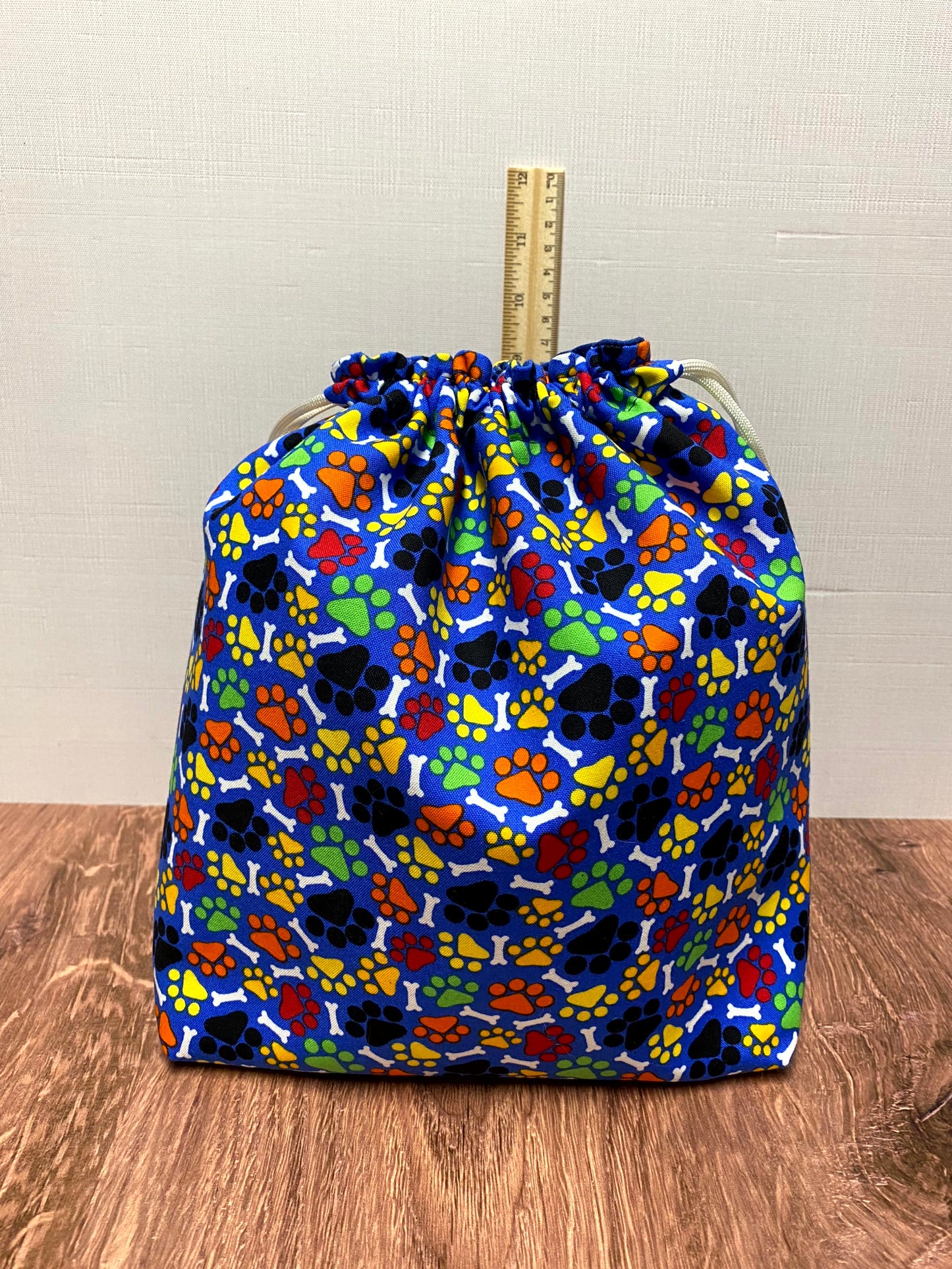 Dog Project Bag - Drawstring Bag – Crochet Bag - Knitting Bag - Cross Stitch Bag - Craft Bag - Bingo Bag