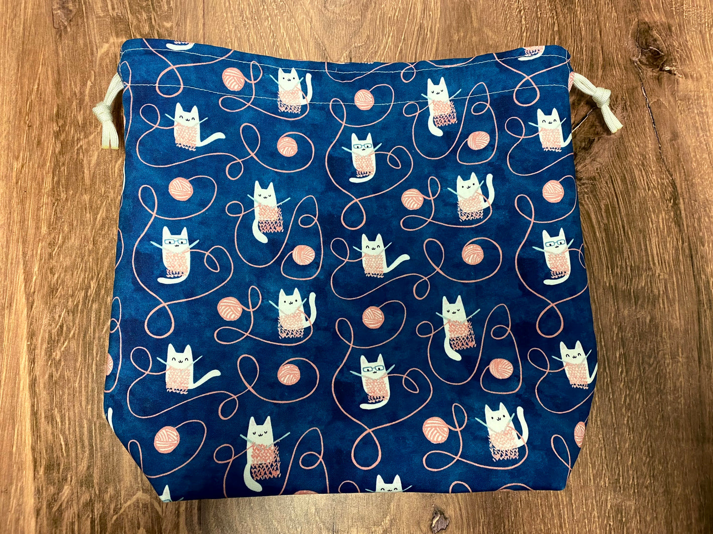 Cat Project Bag - Handmade - Drawstring Bag – Knitting Bag – Crochet Bag - Cross Stitch Bag - Toy Sack - Bingo Bag
