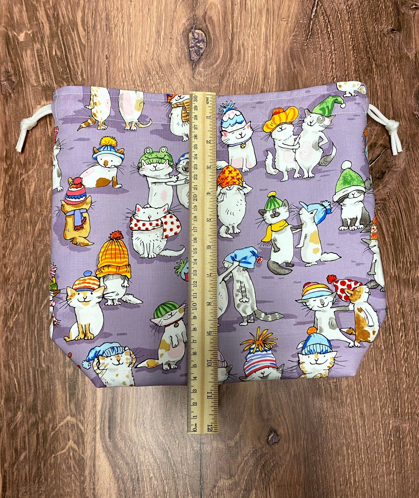 Cat Project Bag - Handmade - Drawstring Bag – Knitting Bag – Crochet Bag - Cross Stitch Bag - Toy Sack - Bingo Bag