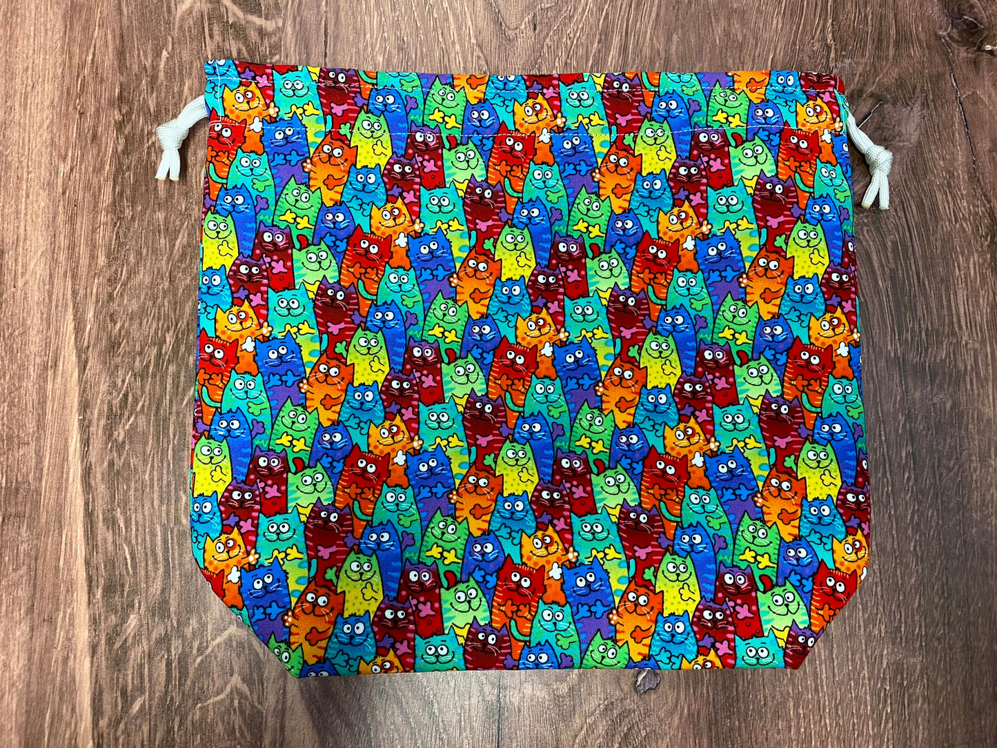 Cat Project Bag - Handmade - Drawstring Bag – Knitting Bag – Crochet Bag - Cross Stitch Bag - Toy Sack - Bingo Bag