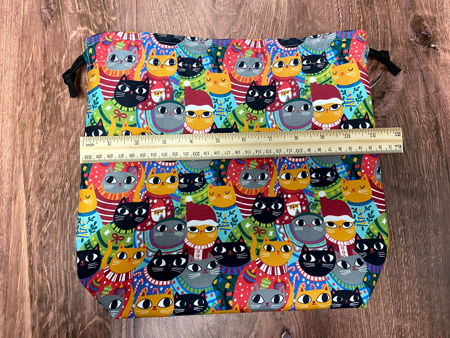 Cat Project Bag - Handmade - Drawstring Bag – Knitting Bag – Crochet Bag - Cross Stitch Bag - Toy Sack - Bingo Bag