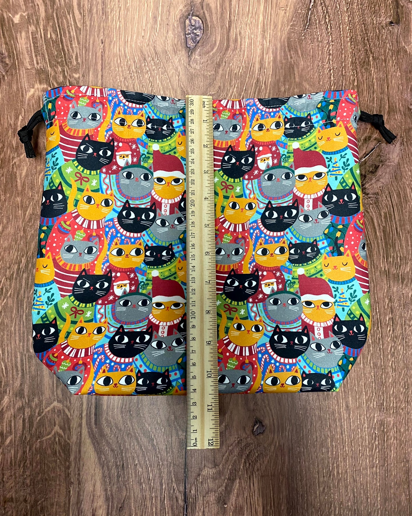 Cat Project Bag - Handmade - Drawstring Bag – Knitting Bag – Crochet Bag - Cross Stitch Bag - Toy Sack - Bingo Bag