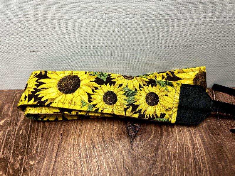 Sunflower Adjustable Handmade Fabric Camera Strap - DSLR Strap - Photography Accessories - Flower - Sunflower - Floral - Gift