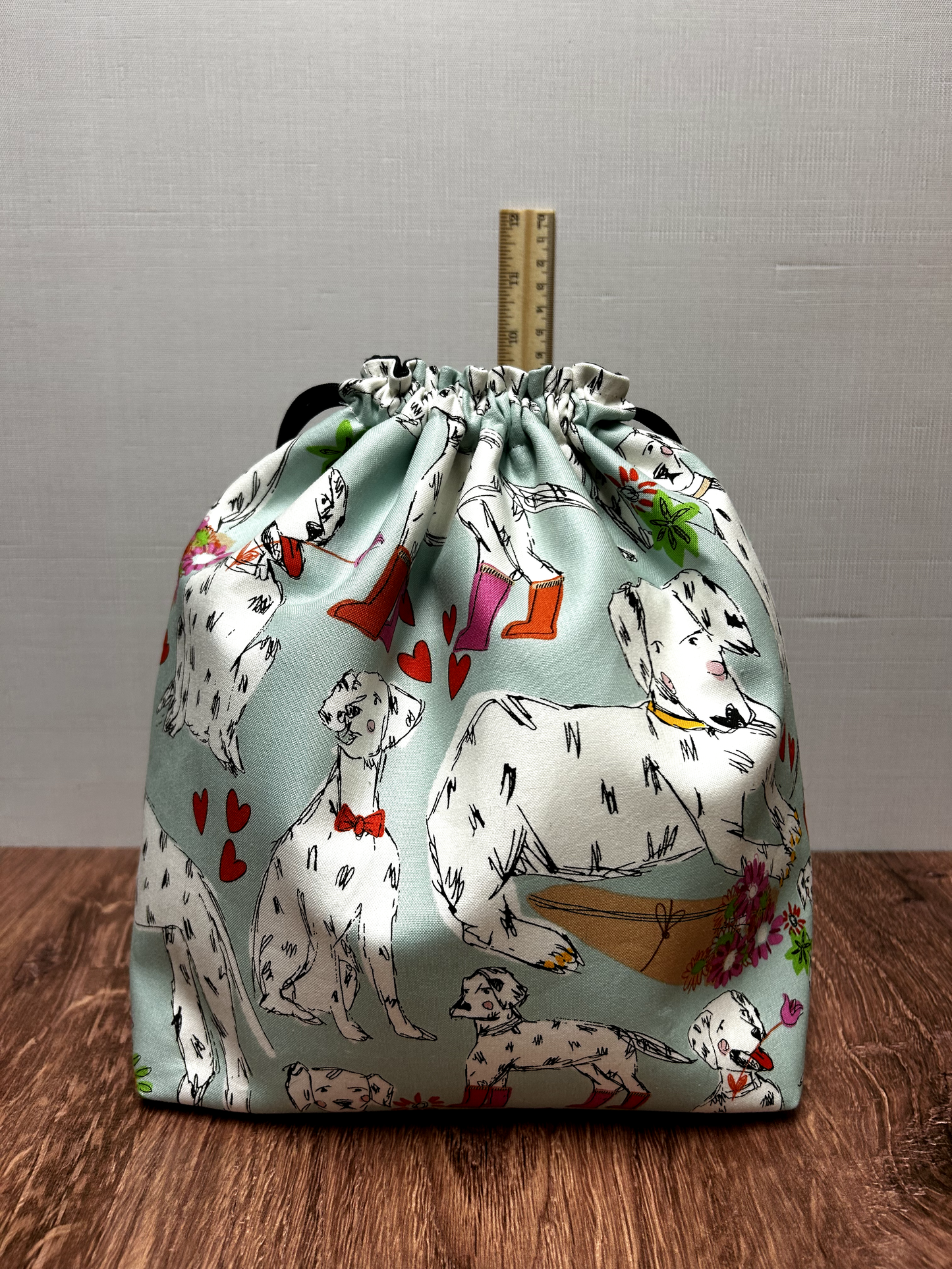 Dalmation Project Bag - Drawstring Bag – Crochet Bag - Knitting Bag - Cross Stitch Bag - Craft Bag - Bingo Bag - Dog