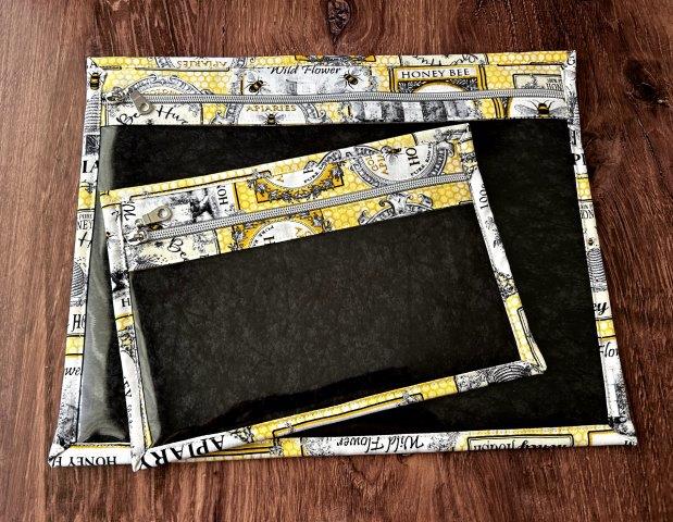 Vinyl Cross Stitch Project Bag - Embroidery bag - Project Bag - Knitting & Crochet Bag - Storage - Organizer - Notions - Floral - Bee