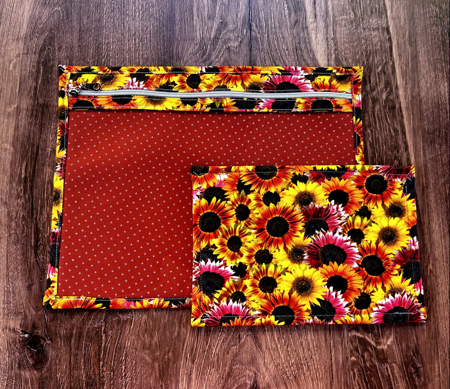 Vinyl Cross Stitch Project Bag - Embroidery bag - Project Bag - Knitting & Crochet Bag - Storage - Organizer - Notions - Flower - Sunflower