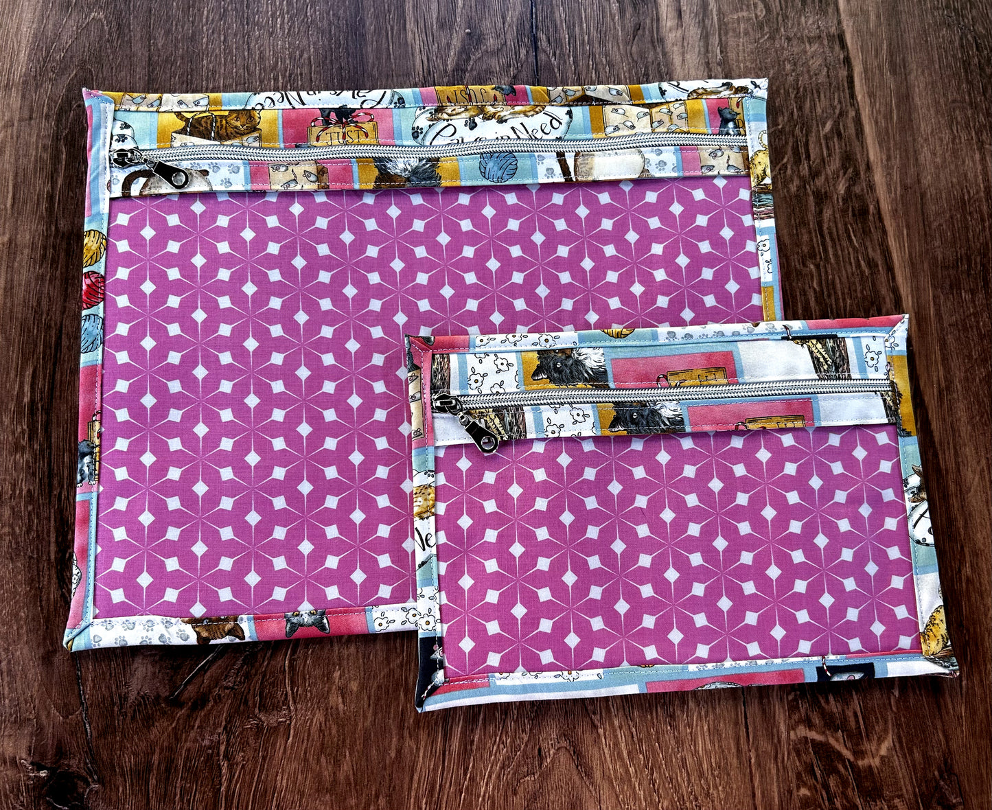 Vinyl Cross Stitch Project Bag - Project Bag - Knitting & Crochet Bag - Storage - Organizer - Rescue Cat Project Bag - Notions