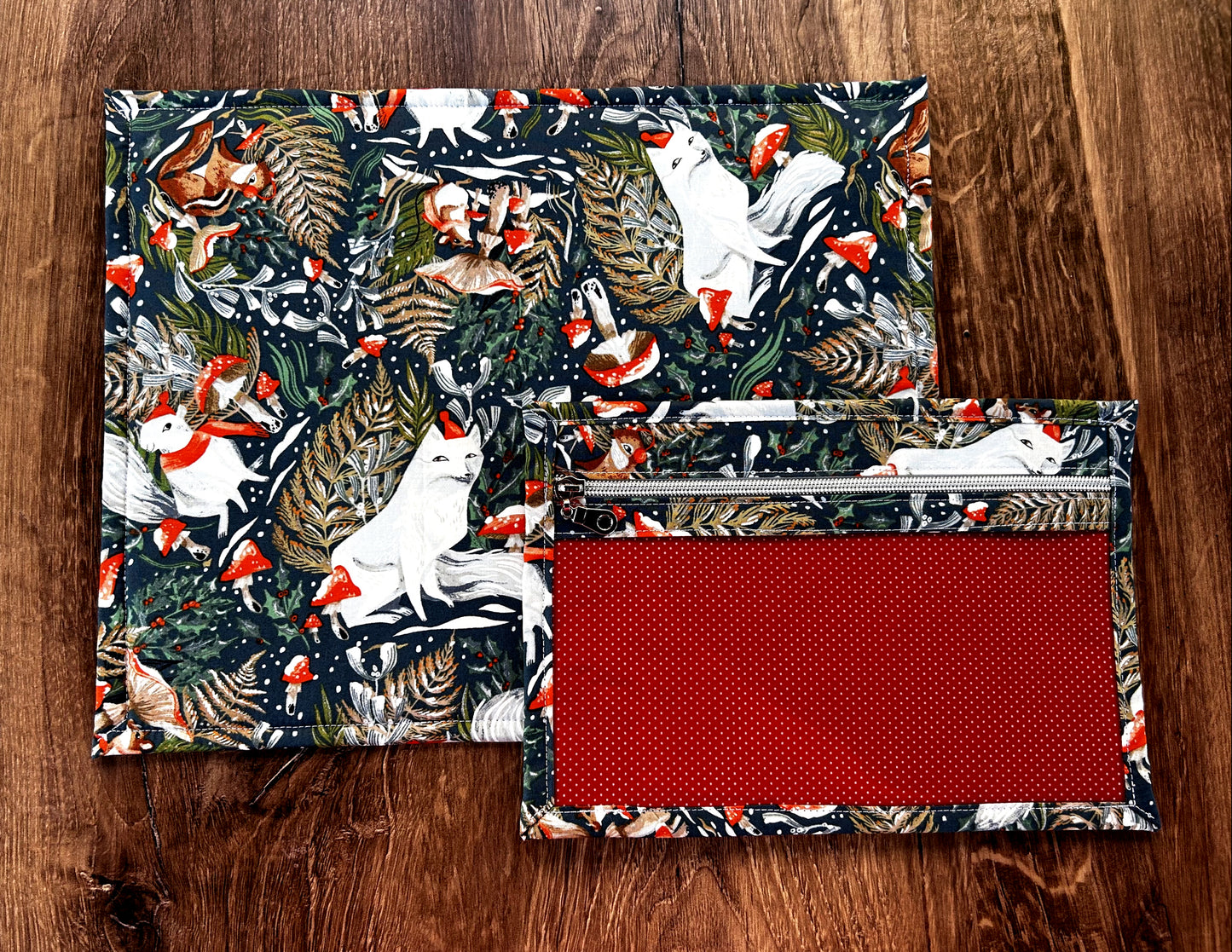 Vinyl Cross Stitch Project Bag - Embroidery bag - Project Bag - Knitting & Crochet Bag - Storage - Organizer - Notions - Woodland - Fox