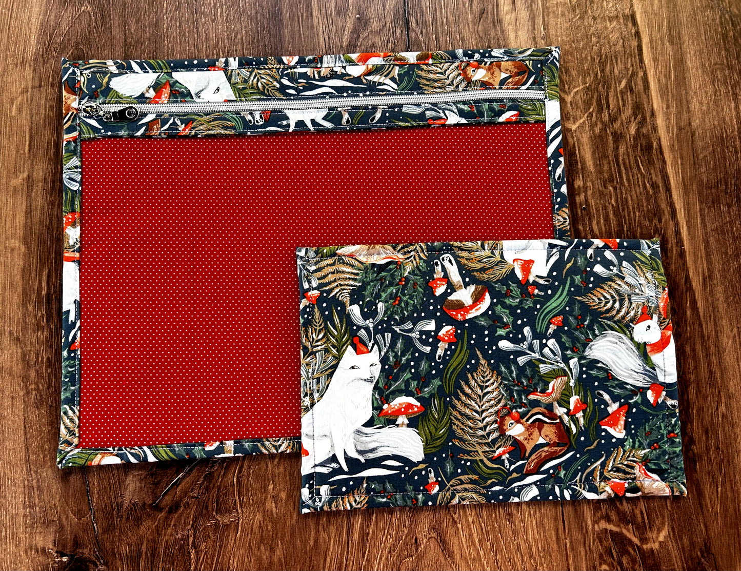 Vinyl Cross Stitch Project Bag - Embroidery bag - Project Bag - Knitting & Crochet Bag - Storage - Organizer - Notions - Woodland - Fox