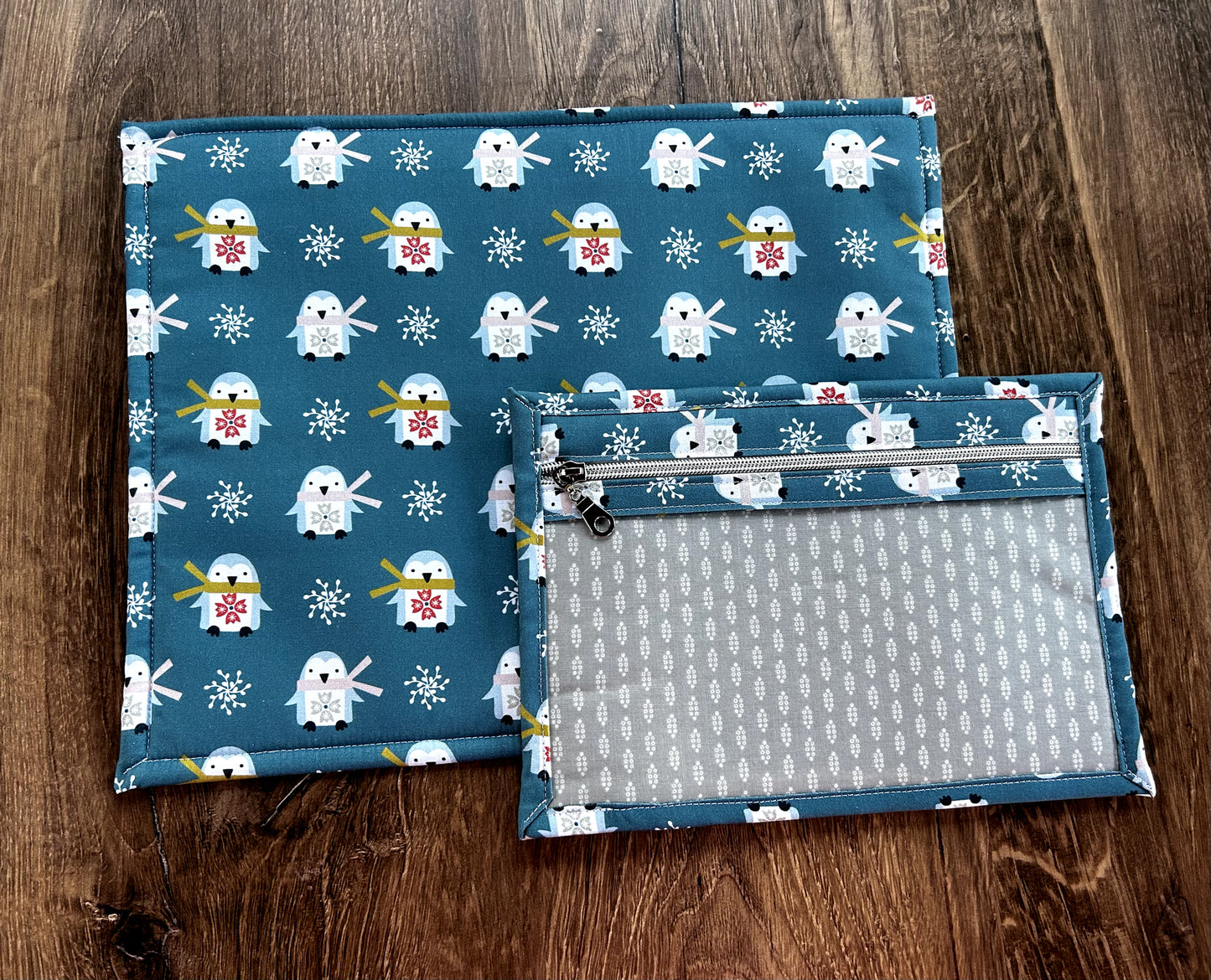 Vinyl Cross Stitch Project Bag - Embroidery bag - Project Bag - Knitting & Crochet Bag - Storage - Organizer - Penguin Project Bag - Notions