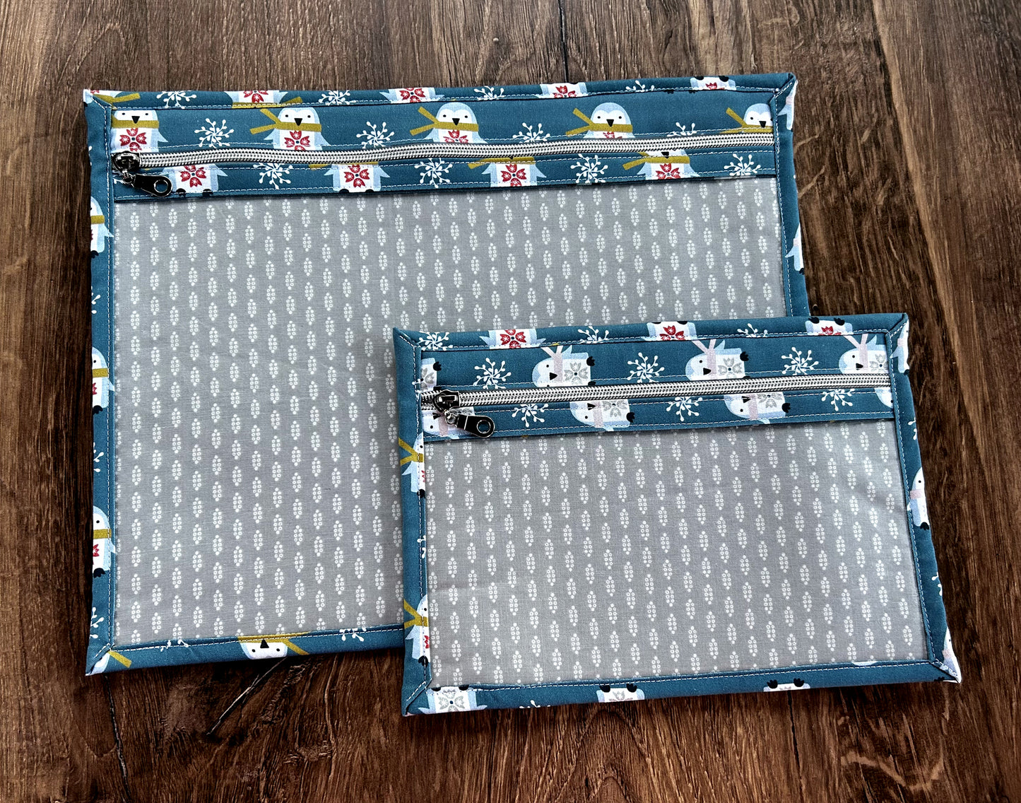 Vinyl Cross Stitch Project Bag - Embroidery bag - Project Bag - Knitting & Crochet Bag - Storage - Organizer - Penguin Project Bag - Notions