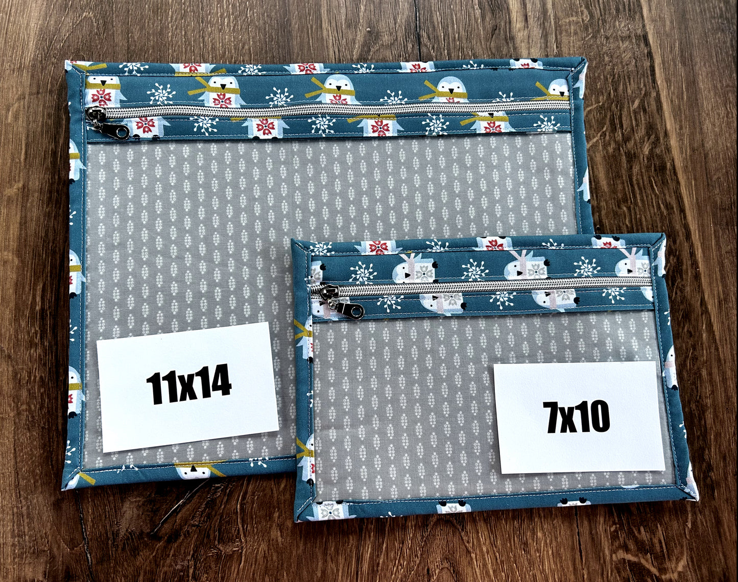 Vinyl Cross Stitch Project Bag - Embroidery bag - Project Bag - Knitting & Crochet Bag - Storage - Organizer - Penguin Project Bag - Notions