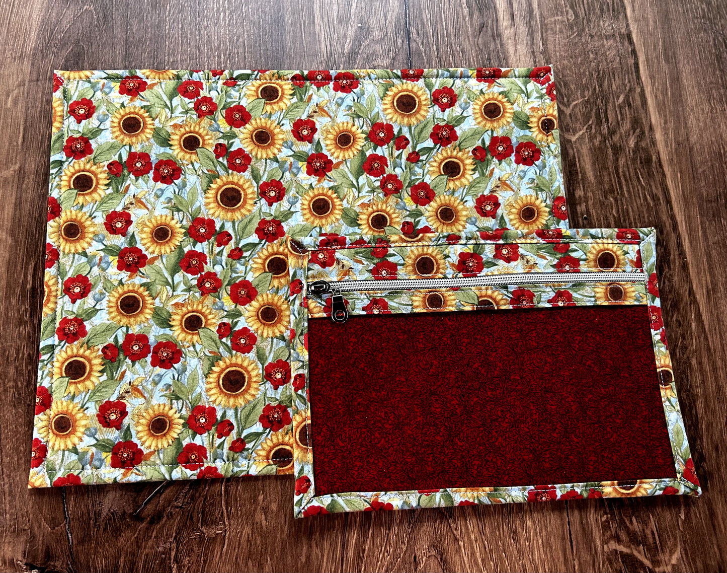 Vinyl Cross Stitch Project Bag - Embroidery bag - Project Bag - Knitting & Crochet Bag - Storage - Organizer - Notions - Flower - Sunflower