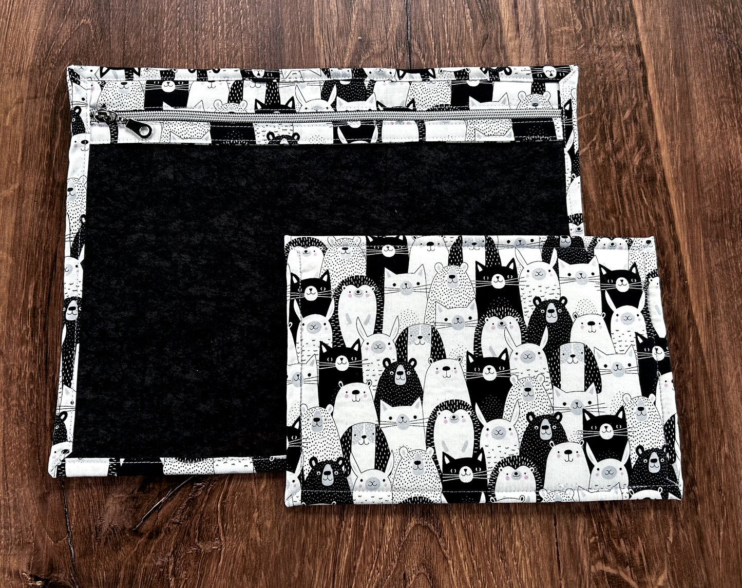 Vinyl Cross Stitch Project Bag - Embroidery bag - Project Bag - Knitting & Crochet Bag - Storage - Organizer - Notions - Woodland - Bear