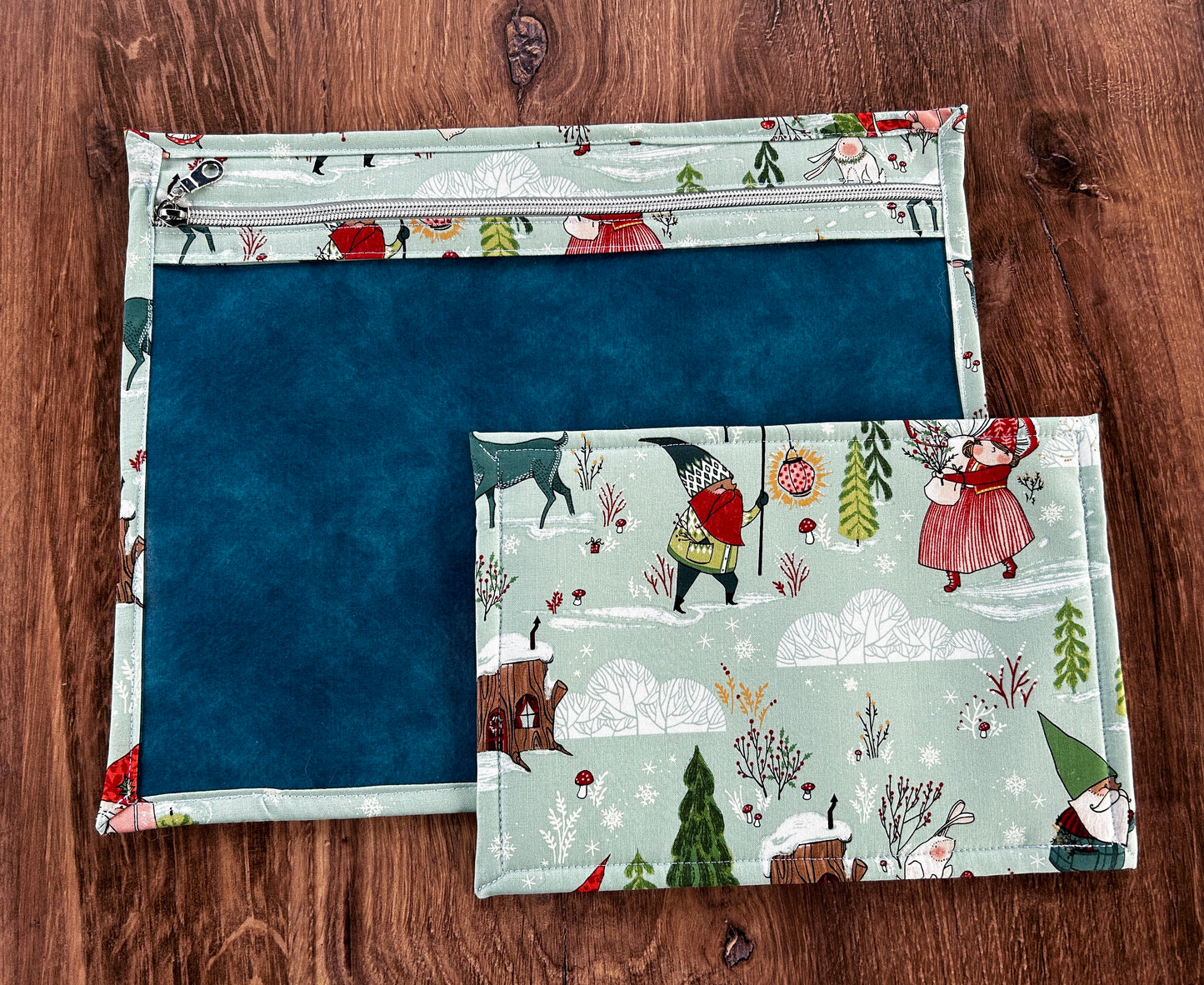 Vinyl Cross Stitch Project Bag - Embroidery bag - Project Bag - Knitting & Crochet Bag - Organizer - Enchanted Forest Project Bag - Notions
