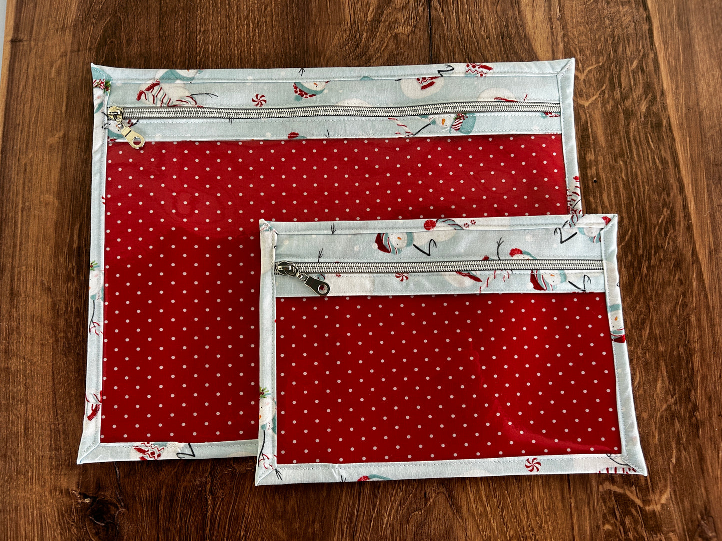 Vinyl Cross Stitch Project Bag - Embroidery Bag - Project Bag - Knitting & Crochet Bag - Organizer - Snowman Project Bag - Notions - Winter