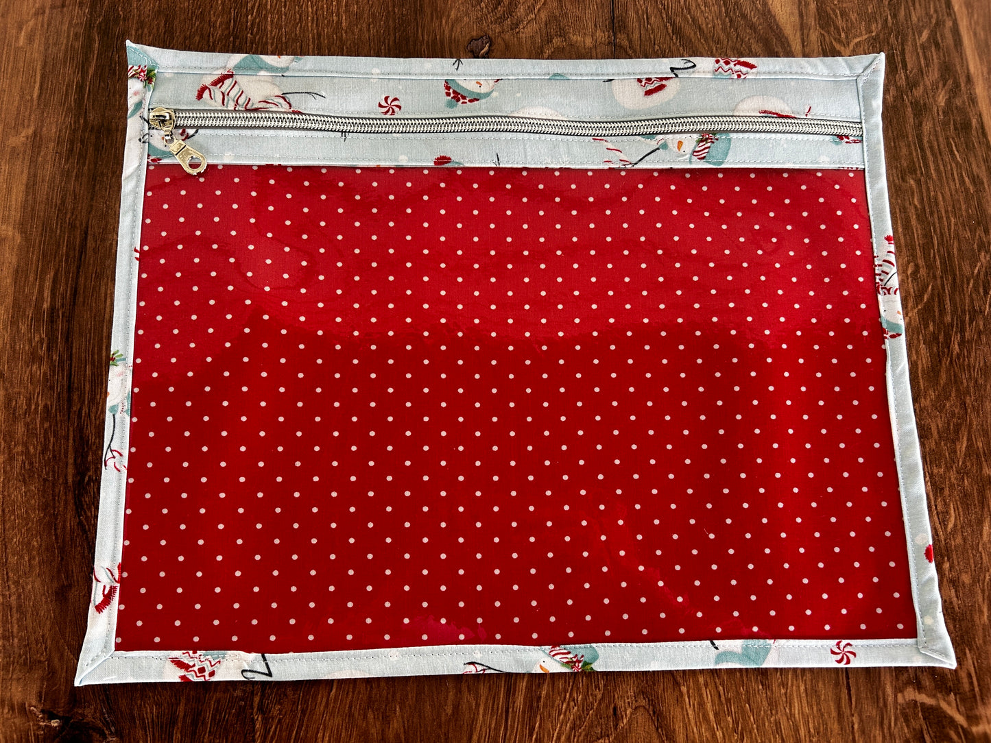 Vinyl Cross Stitch Project Bag - Embroidery Bag - Project Bag - Knitting & Crochet Bag - Organizer - Snowman Project Bag - Notions - Winter