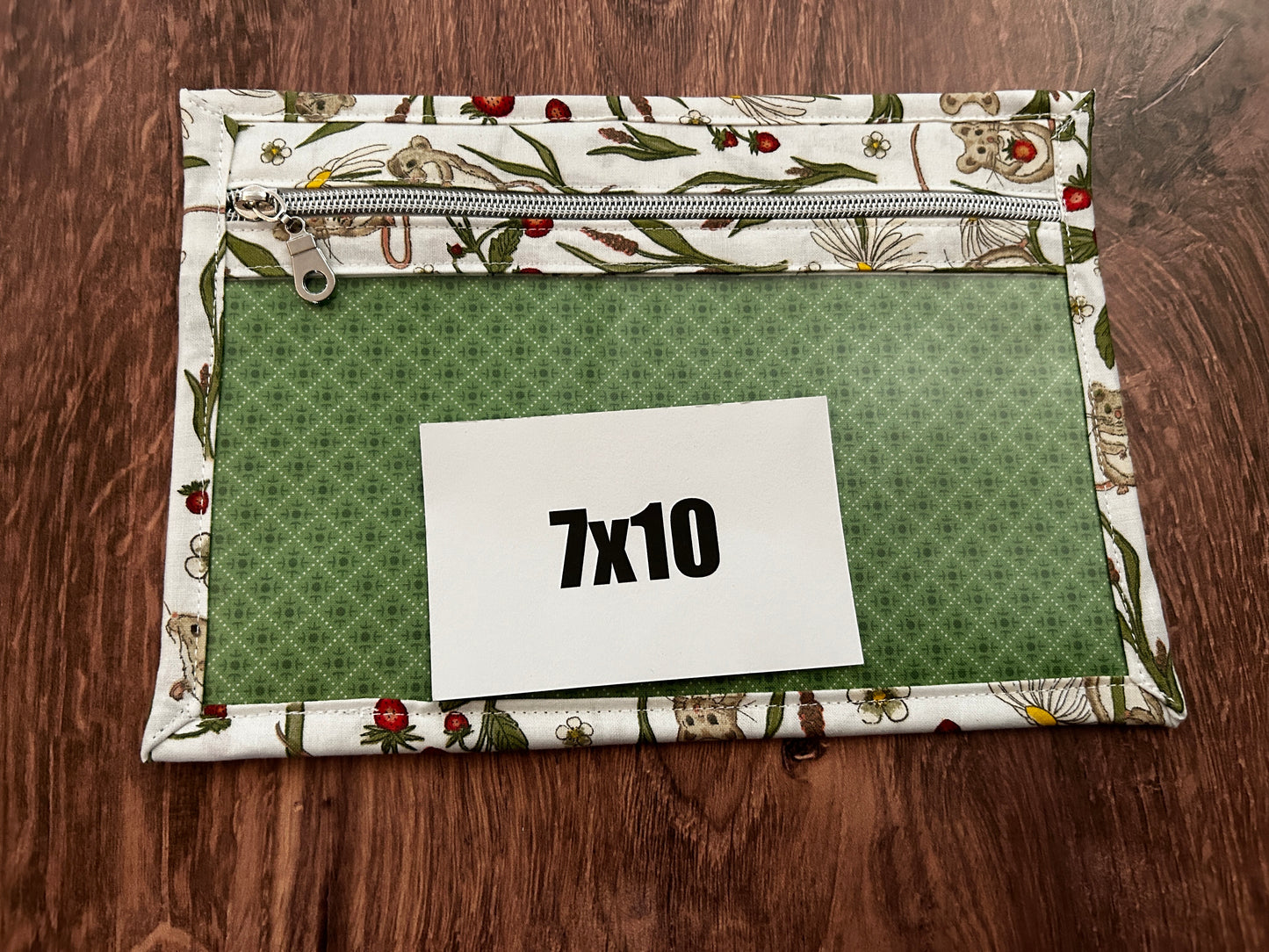 Vinyl Cross Stitch Project Bag - Embroidery bag - Project Bag - Knitting & Crochet Bag - Mouse Project Bag - Notions - Floral - Woodland