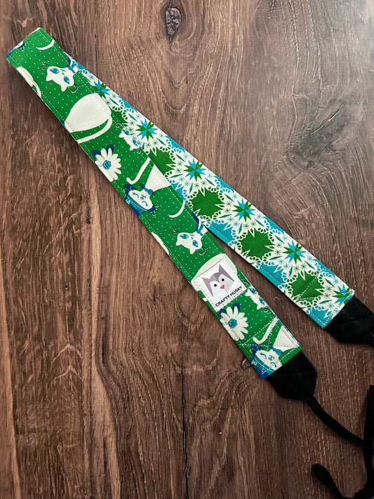 Cat Adjustable Handmade Fabric Camera Strap - DSLR Strap - Photography Accessories - Kitty - Cats - Animal - Floral