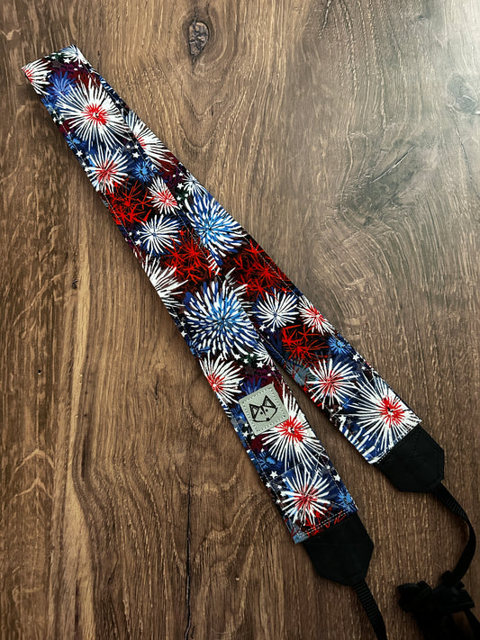 Fireworks Adjustable Handmade Fabric Camera Strap - DSLR Strap - Photography Accessories - Gift