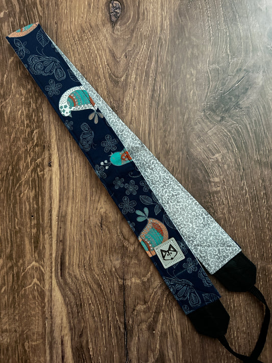 Floral Adjustable Handmade Fabric Camera Strap - DSLR Strap - Photography Accessories - Flower - Bird - Gift