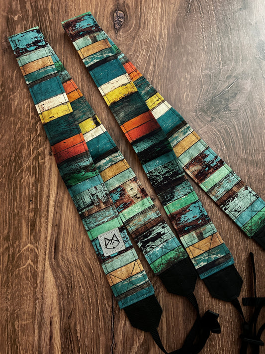 Colorful Fence Adjustable Handmade Fabric Camera Strap - DSLR Strap - Photography Accessories - Gift