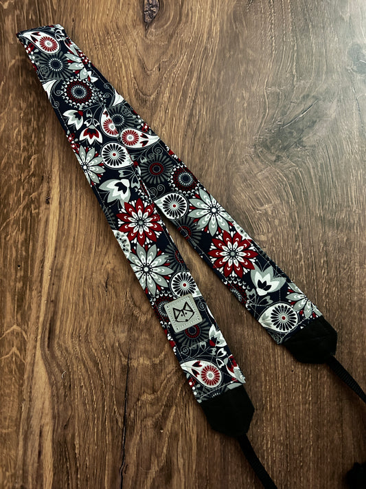 Flower Adjustable Handmade Fabric Camera Strap - DSLR Strap - Photography Accessories - Floral - Gift