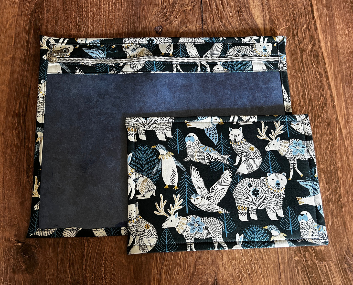 Vinyl Cross Stitch Project Bag - Embroidery bag - Knitting & Crochet Bag - Notions - Woodland - Arctic - Polar Bear - Penguin - Fox - Owl