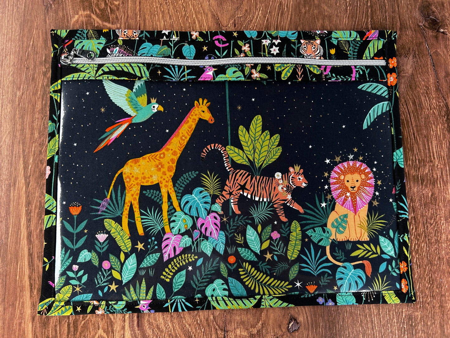 Vinyl Cross Stitch Project Bag - Embroidery bag - Project Bag - Knitting & Crochet Bag - Organizer - Notions - Jungle - Giraffe - Zebra