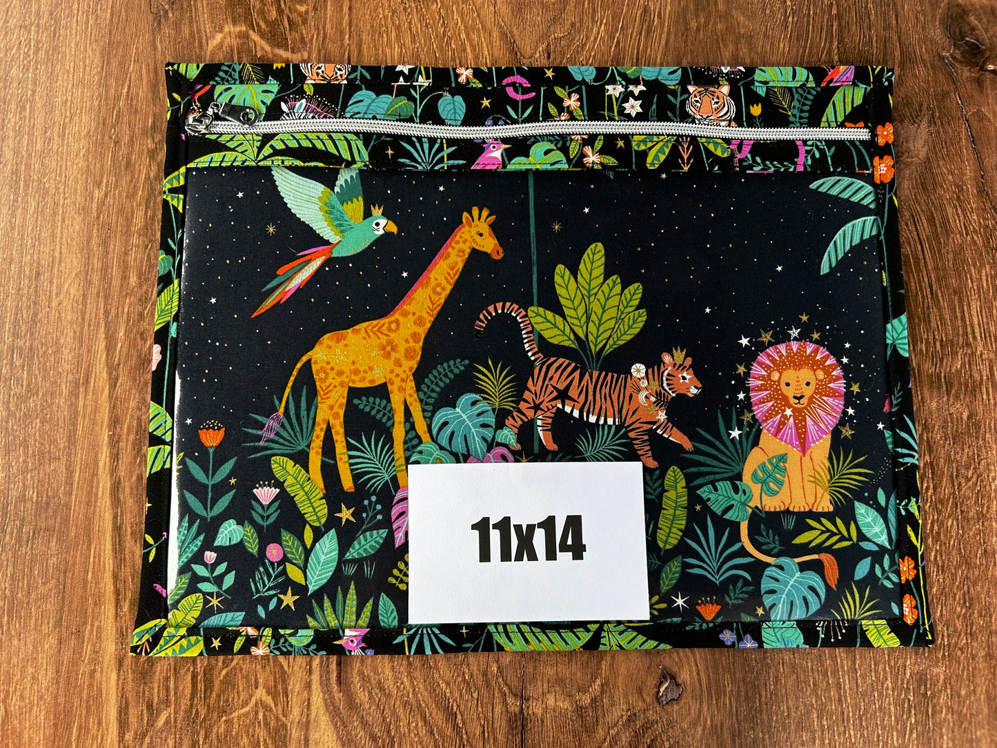 Vinyl Cross Stitch Project Bag - Embroidery bag - Project Bag - Knitting & Crochet Bag - Organizer - Notions - Jungle - Giraffe - Zebra