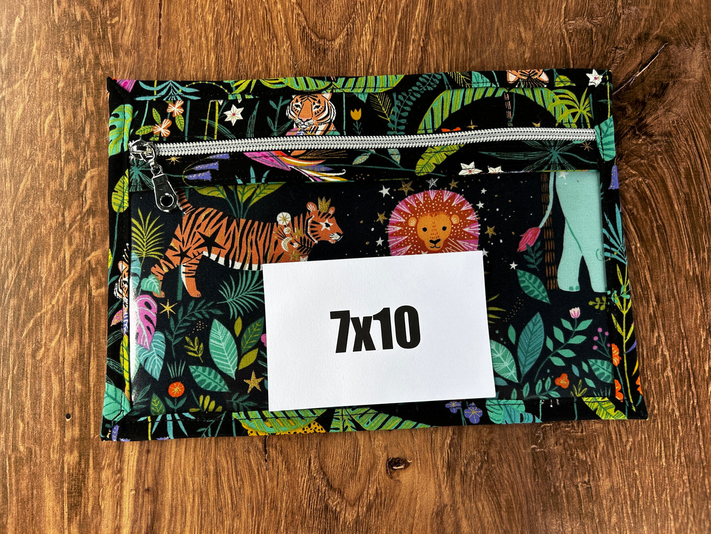 Vinyl Cross Stitch Project Bag - Embroidery bag - Project Bag - Knitting & Crochet Bag - Organizer - Notions - Jungle - Giraffe - Zebra