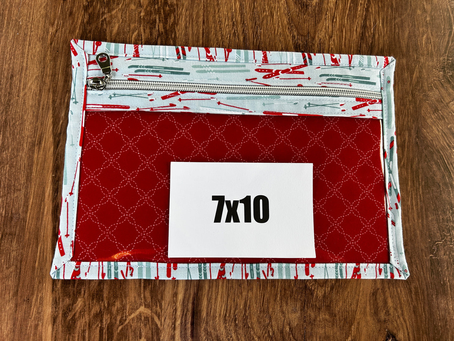 Vinyl Cross Stitch Project Bag - Project Bag - Knitting & Crochet Bag - Storage - Organizer - Skiing Project Bag - Notions - Ski