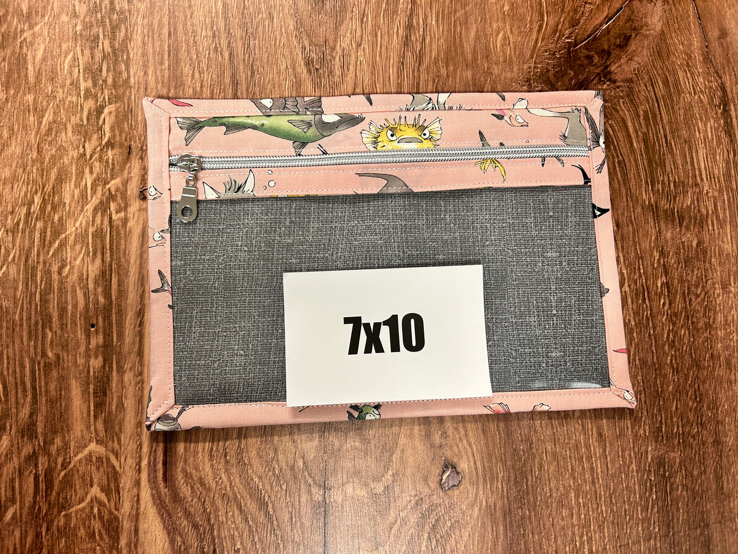 Vinyl Cross Stitch Project Bag - Embroidery Bag - Project Bag - Knitting & Crochet Bag - Ocean Project Bag - Notions - Cat - Fish