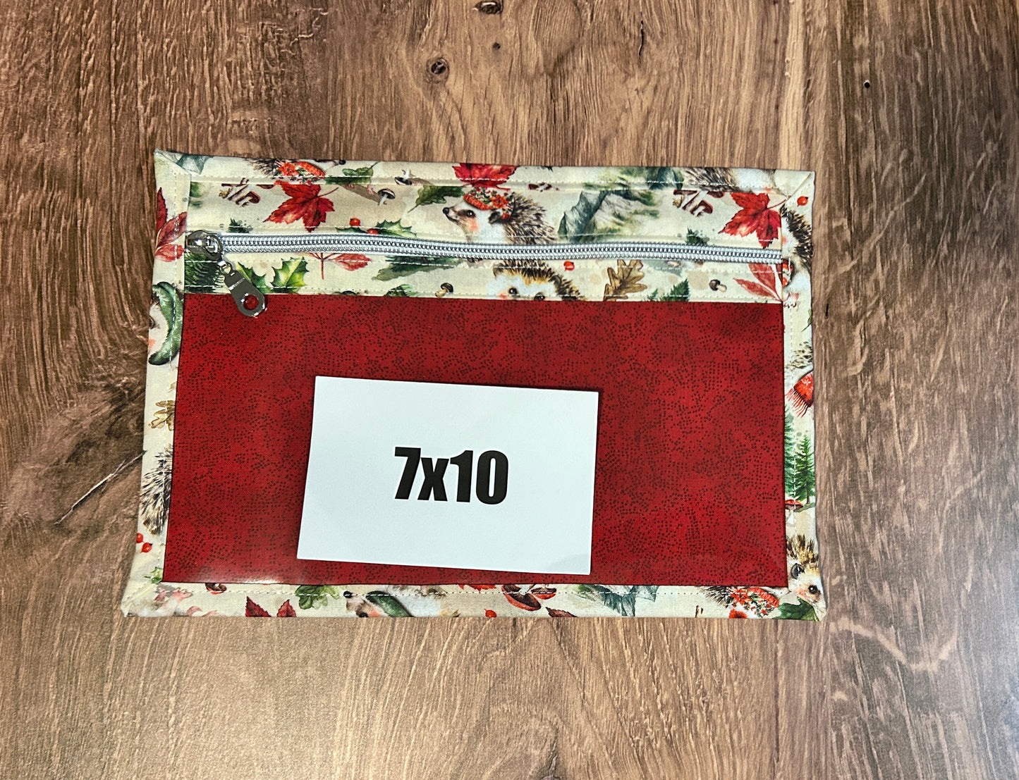 Vinyl Cross Stitch Project Bag - Embroidery bag - Project Bag - Knitting Crochet Bag - Hedgehog Project Bag - Notions - Christmas - Holiday