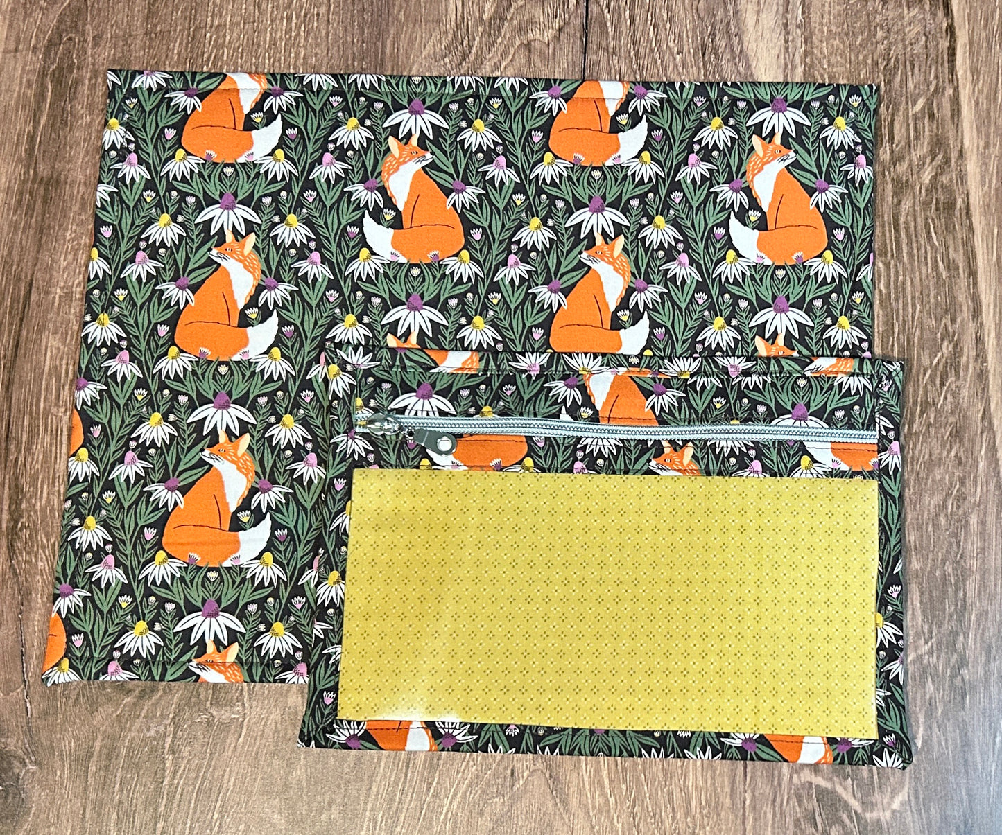 Vinyl Cross Stitch Project Bag - Embroidery bag - Project Bag - Knitting & Crochet Bag - Storage - Organizer - Fox Project Bag - Notions