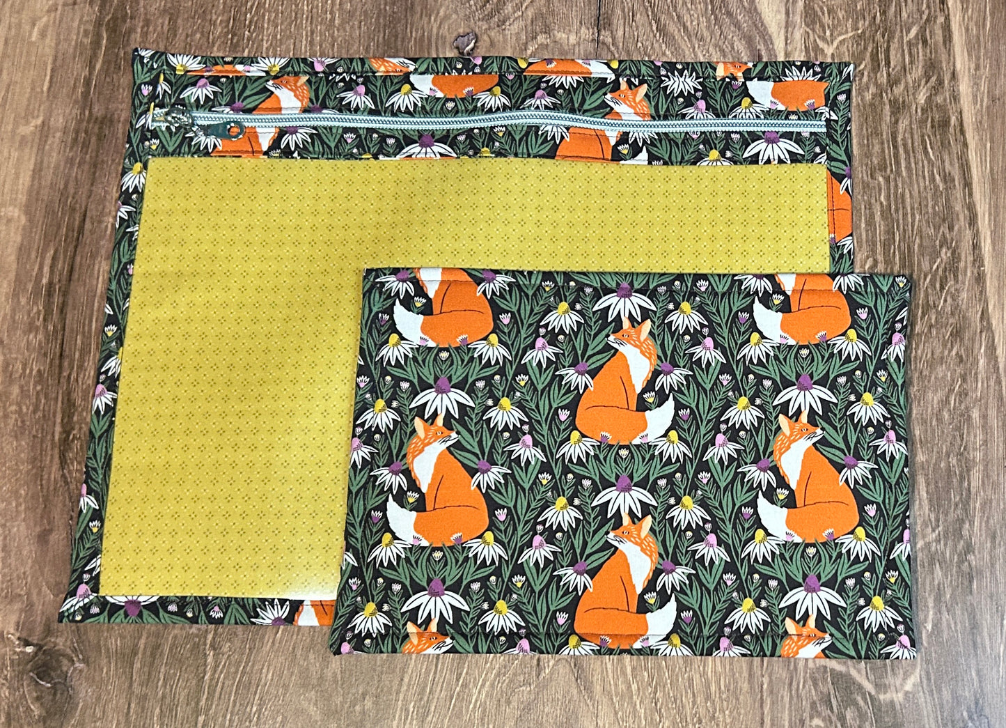 Vinyl Cross Stitch Project Bag - Embroidery bag - Project Bag - Knitting & Crochet Bag - Storage - Organizer - Fox Project Bag - Notions