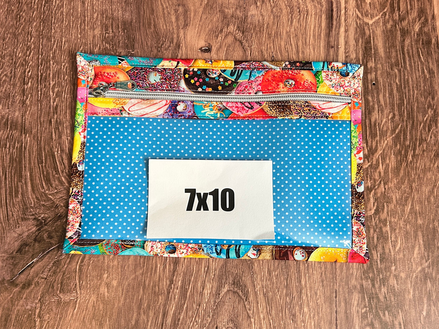 Vinyl Cross Stitch Project Bag - Embroidery bag - Project Bag - Knitting & Crochet Bag - Storage - Donut Project Bag - Notions (BLUE))