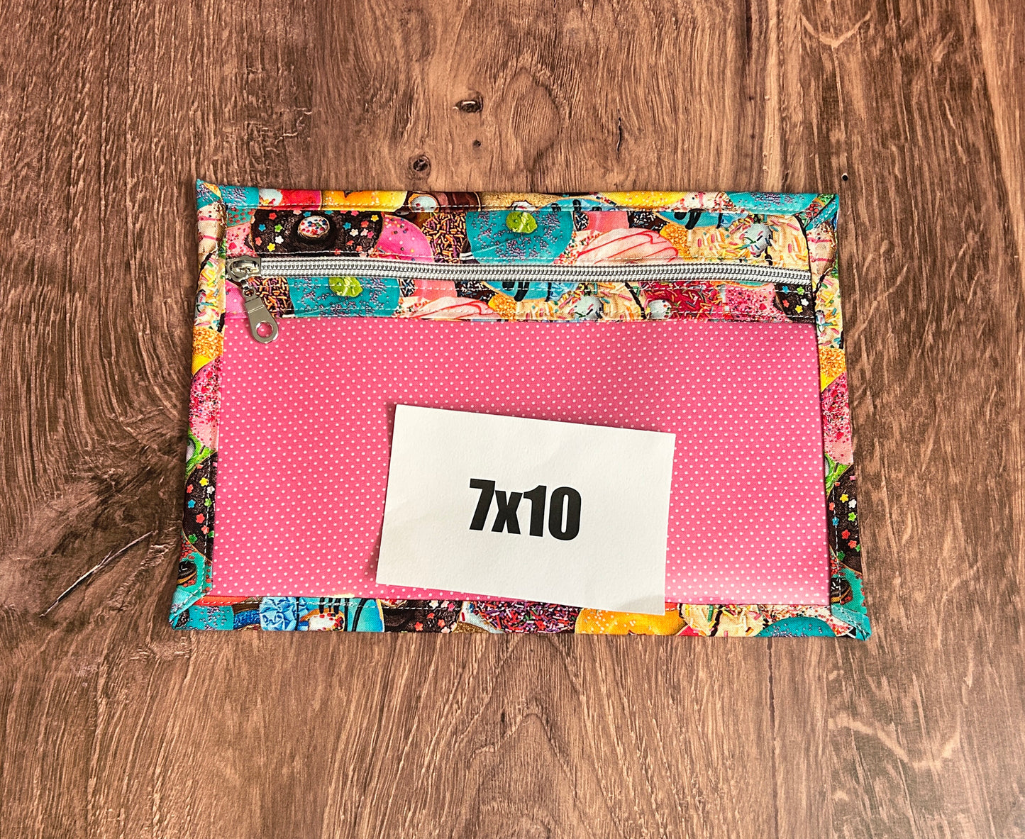 Vinyl Cross Stitch Project Bag - Embroidery bag - Project Bag - Knitting & Crochet Bag - Storage - Donut Project Bag - Notions (PINK)