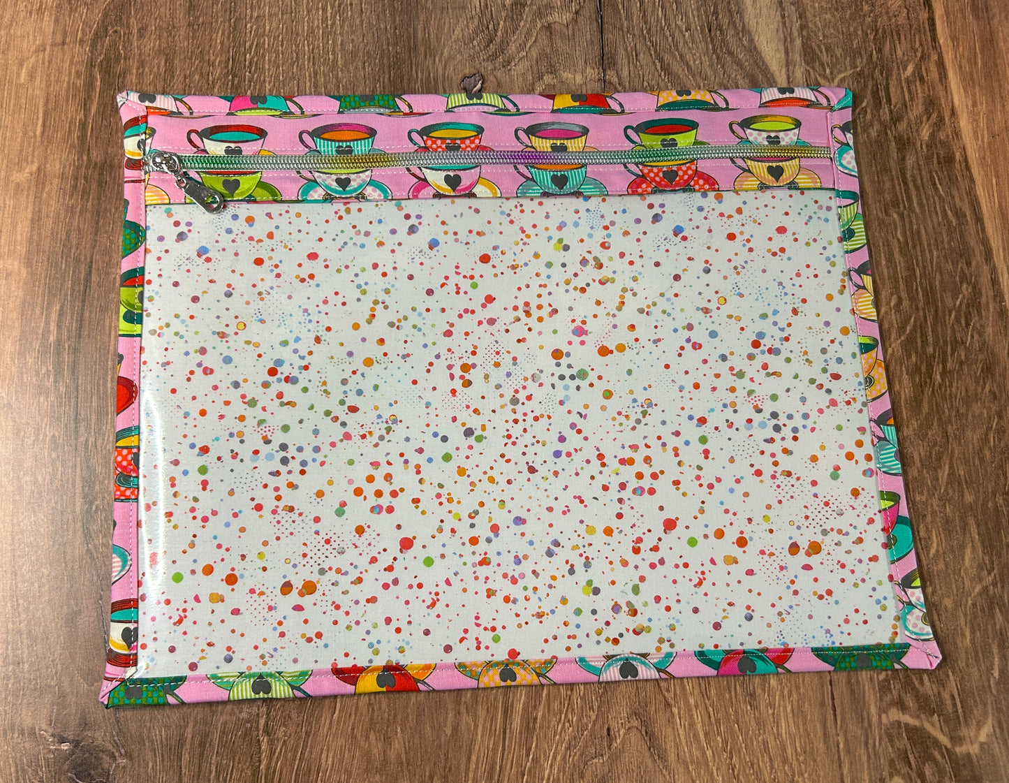 Vinyl Cross Stitch Project Bag - Embroidery bag - Project Bag - Knitting & Crochet Bag - Notions - Teacup Project Bag (PINK) (Copy)